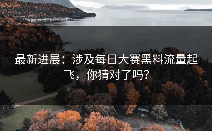 最新进展:涉及每日大赛黑料流量起飞,你猜对了吗?