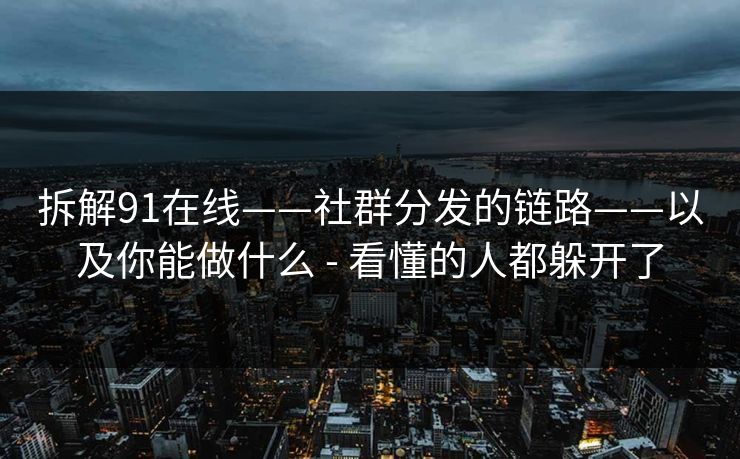 拆解91在线——社群分发的链路——以及你能做什么 - 看懂的人都躲开了